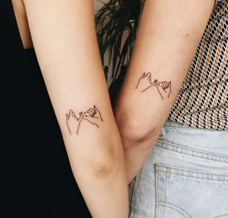 Sun and moon friendship tattoos.