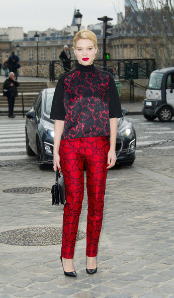 Léa Seydoux in Louis Vuitton at Paris Fashion Week